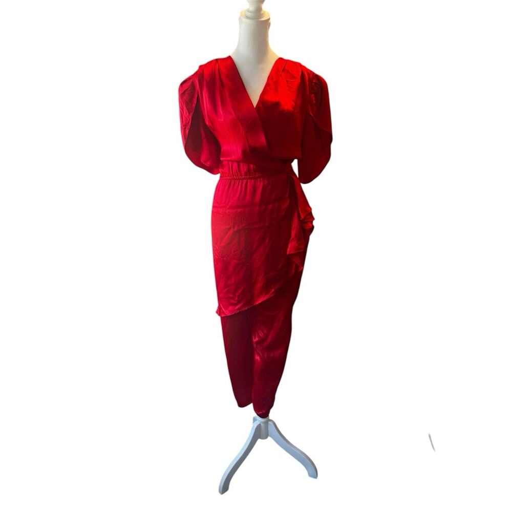 Vintage 80s Red Satin Jumpsuit